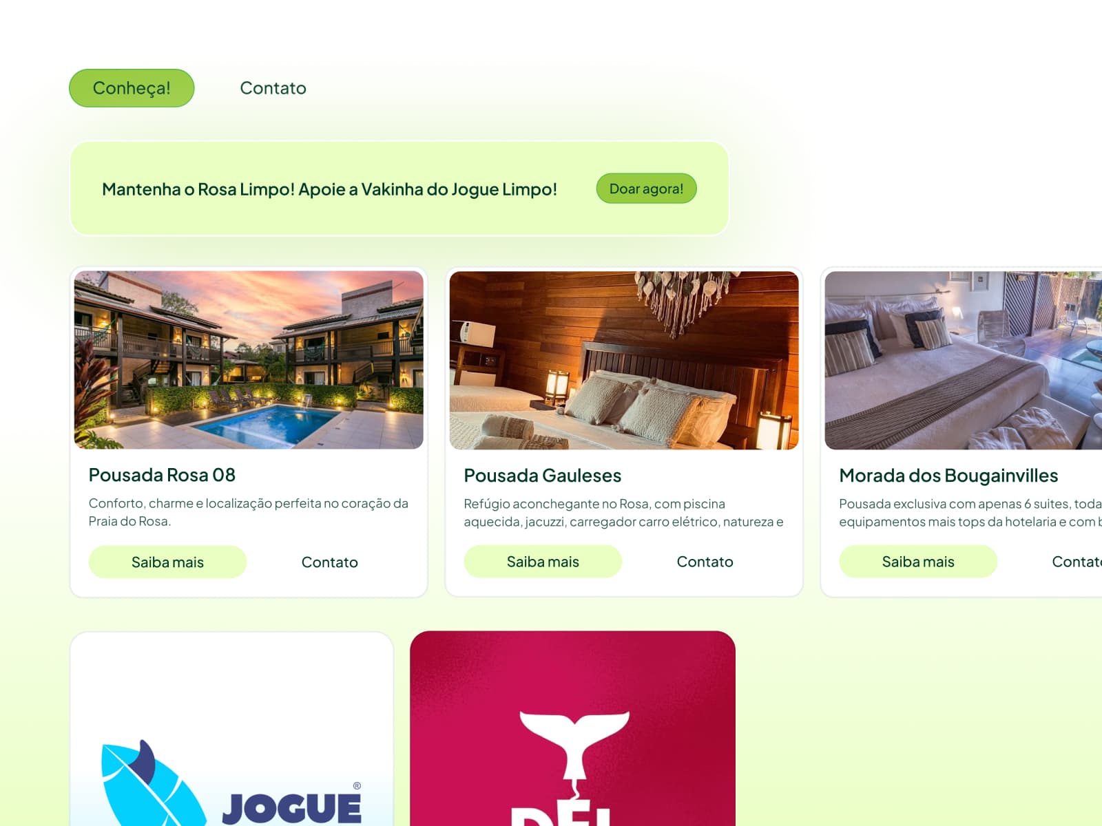 Decisões de design do novo site